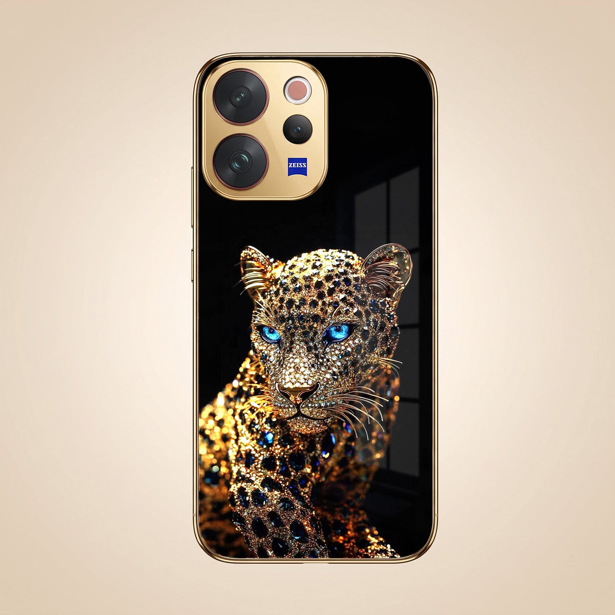 Vivo V70 5G Panther Gold Electroplated Glass Phone Back Case