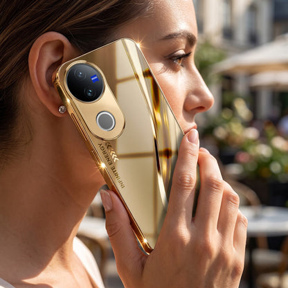 Vivo V50 5G Luxury Infinity Energy Gold Electroplated Glass Phone Case
