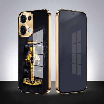 Oppo Reno 13 5G F1 Racing Car Gold Electroplated Glass Phone Back Case