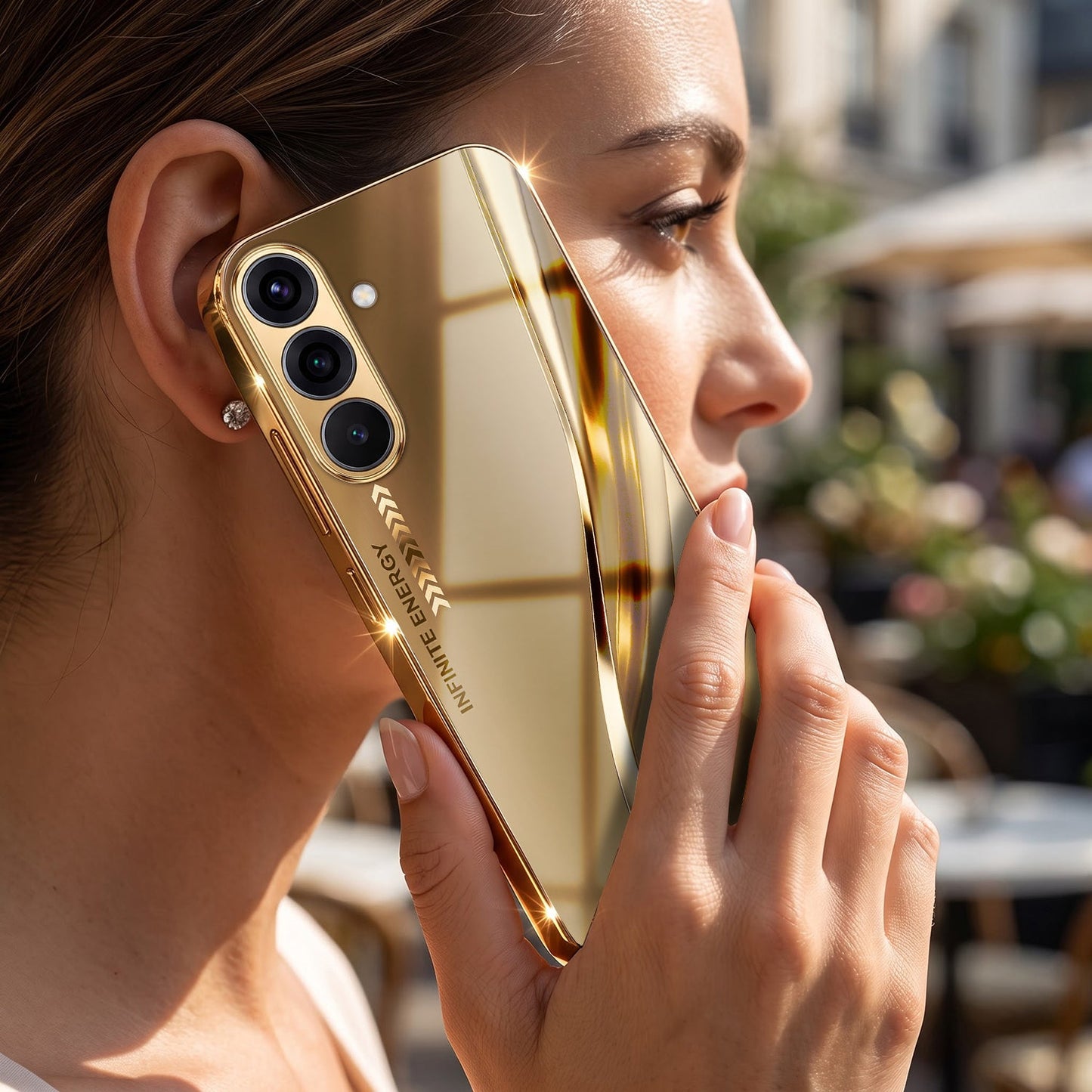 Samsung Galaxy A36 5G Luxury Infinity Energy Gold Electroplated Glass Phone Case