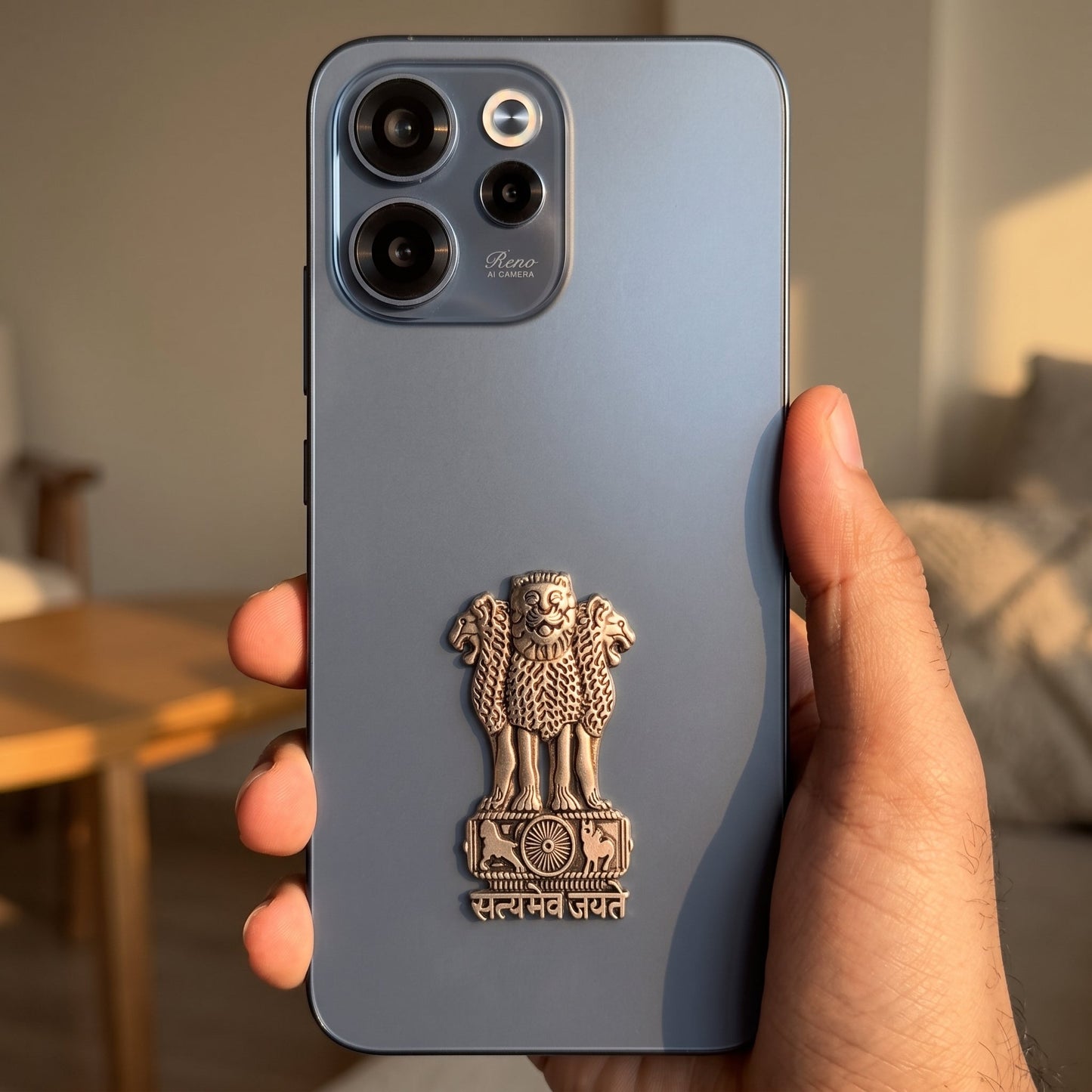 Oppo Reno 15C 5G Compatible Satyamev Jayate 3D Metal Emblem Sticker