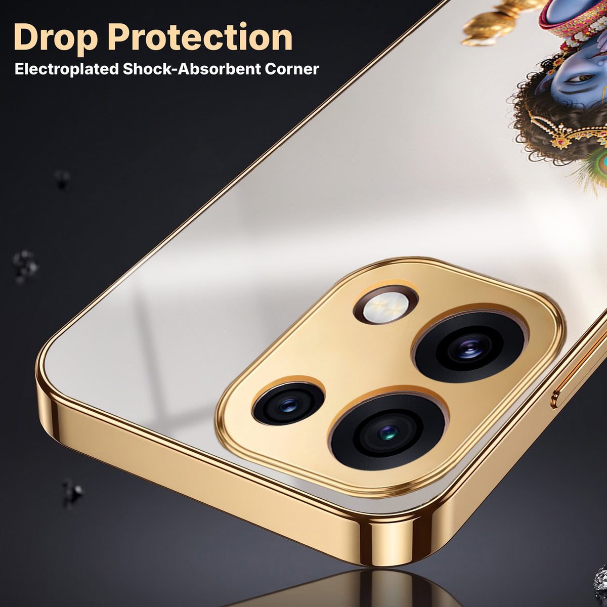 Oppo Reno 16C 5G Bal Krishna Blessings Gold Electroplated Glass Phone Back Case