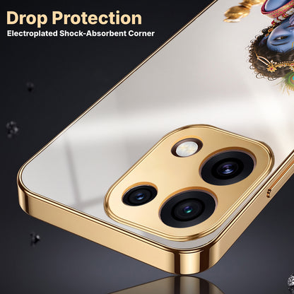Oppo Reno 16C 5G Bal Krishna Blessings Gold Electroplated Glass Phone Back Case