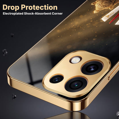 Oppo Reno 16C 5G Royal Heritage Edition Gold Electroplated Glass Phone Back Case