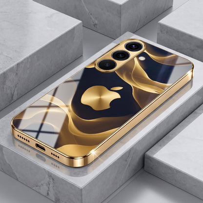 Samsung Galaxy A56 5G Luxury Wave Gold Electroplated Glass Phone Back Case