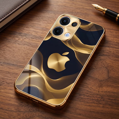 Oppo Reno 13 5G Luxury Wave Gold Electroplated Glass Phone Back Case