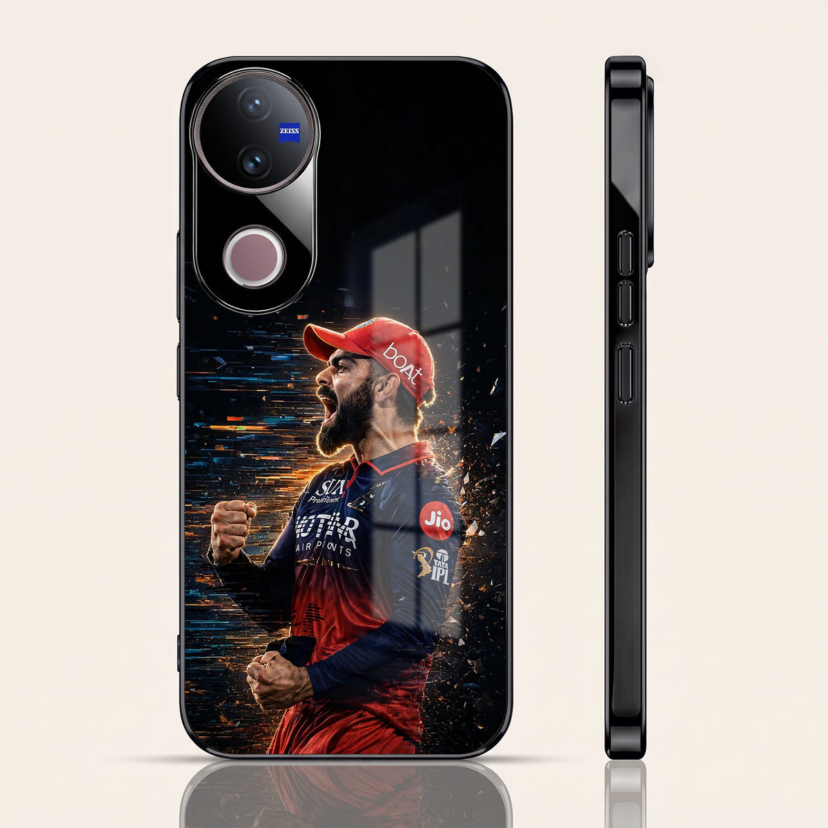 Vivo V50 5G Virat Kohli Black Electroplated Glass Phone Back Case