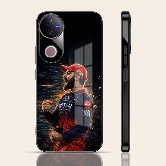 Vivo V50 5G Virat Kohli Black Electroplated Glass Phone Back Case