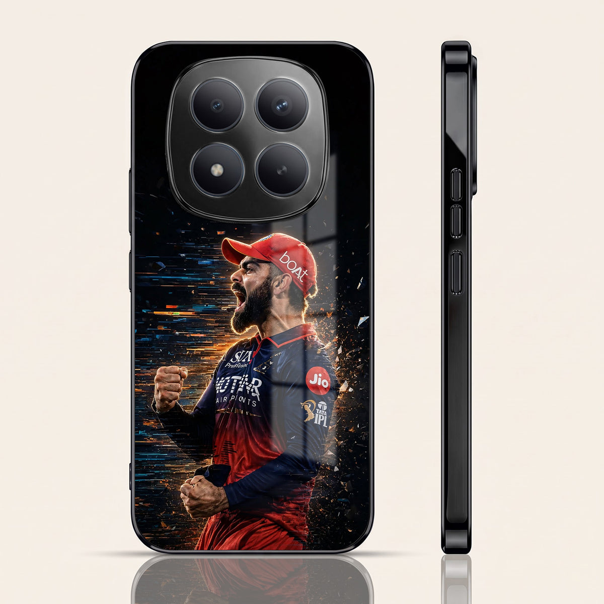 Redmi Note 15 Pro Plus 5G Virat Kohli Black Electroplated Glass Phone Back Case