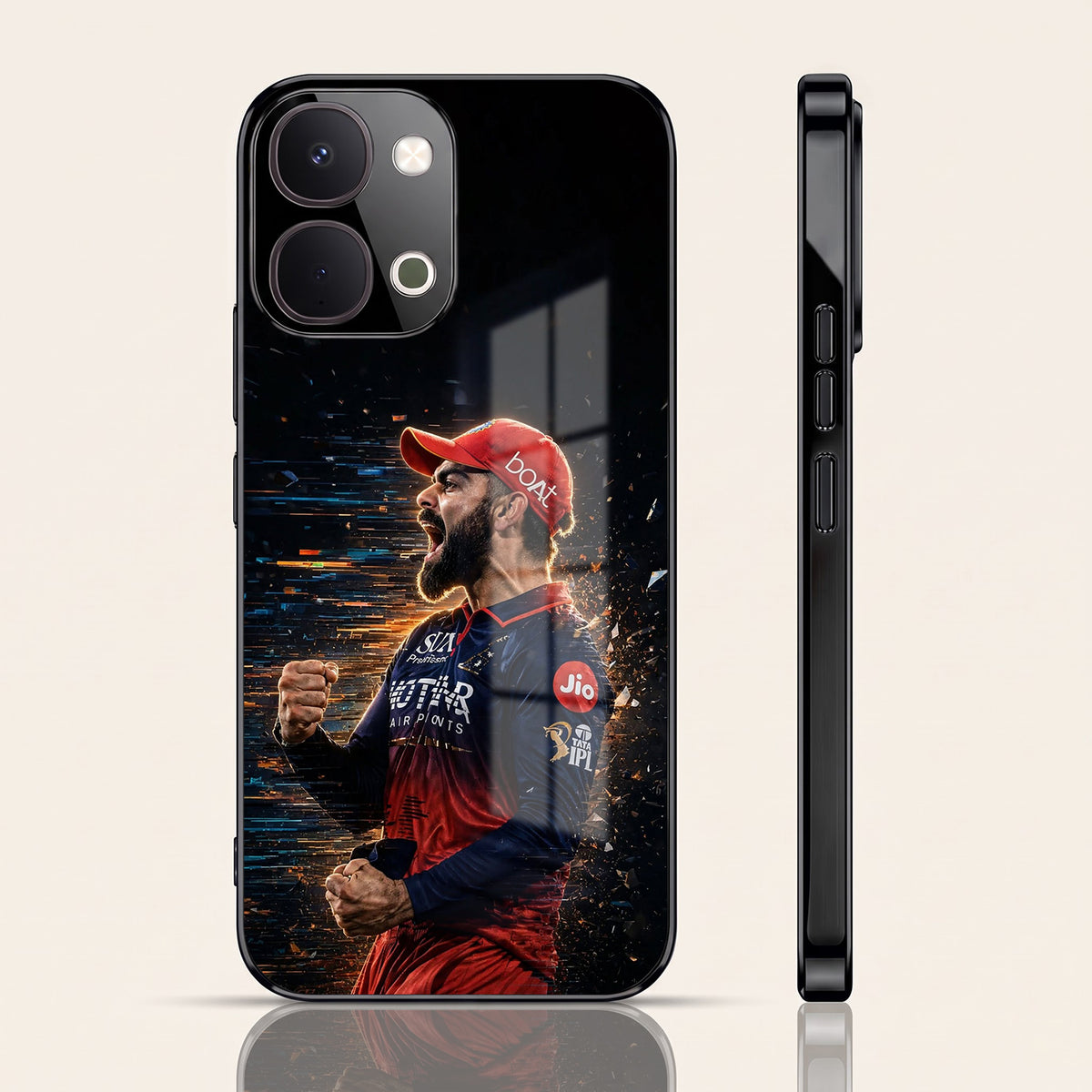 Vivo T5x 5G Virat Kohli Black Electroplated Glass Phone Back Case