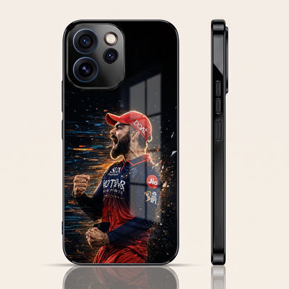 Oppo Reno 15 Pro Mini 5G Virat Kohli Black Electroplated Glass Phone Back Case