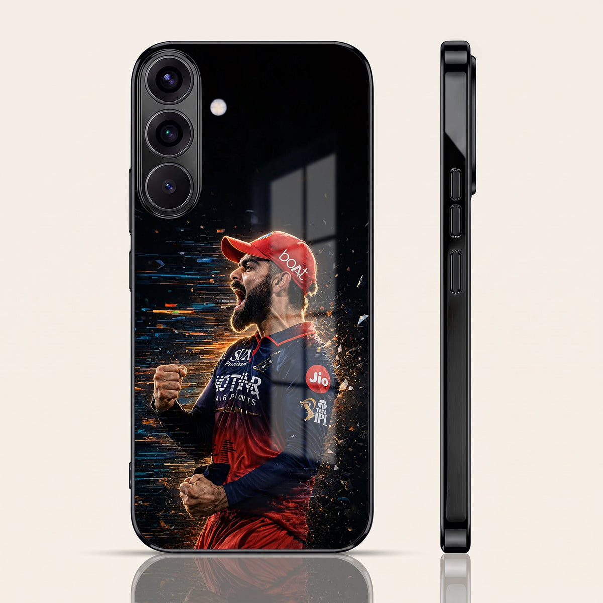 Samsung Galaxy A36 5G Virat Kohli Black Electroplated Glass Phone Back Case