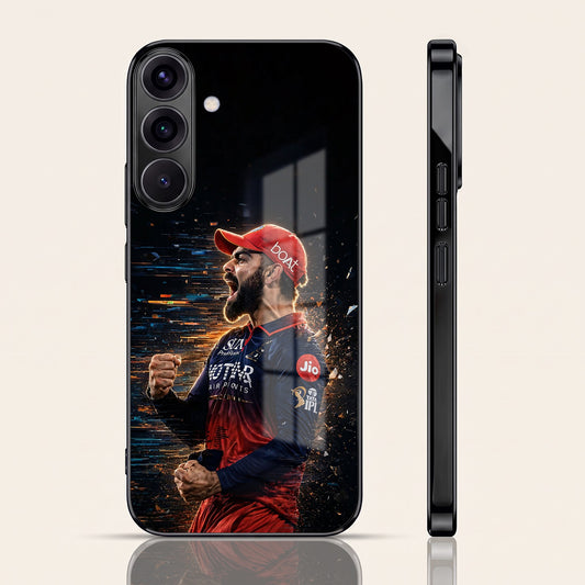 Samsung Galaxy A36 5G Virat Kohli Black Electroplated Glass Phone Back Case