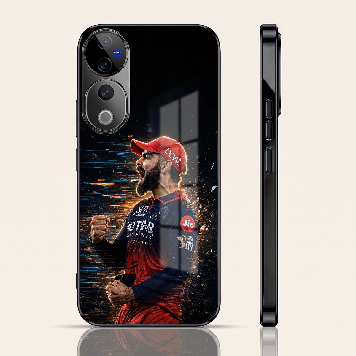 Vivo V40 Pro 5G Divine Trishul Black Electroplated Glass Phone Back Case
