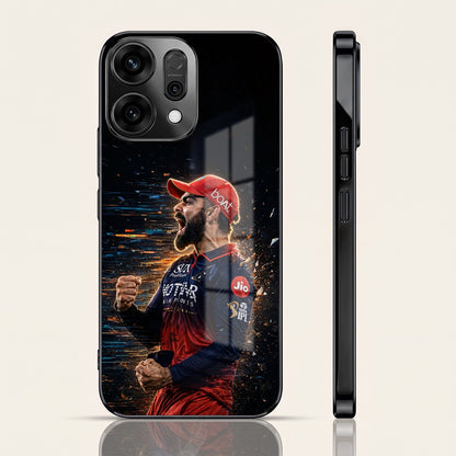 Oppo Reno 14 5G Virat Kohli Black Electroplated Glass Phone Back Case