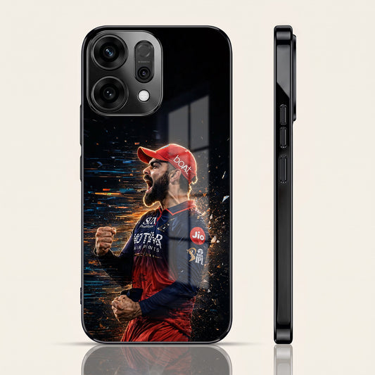 Oppo Reno 14 5G Virat Kohli Black Electroplated Glass Phone Back Case