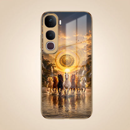 Vivo Y400 Pro 5G Celestial Seven Horses Gold Electroplated Glass Phone Back Case