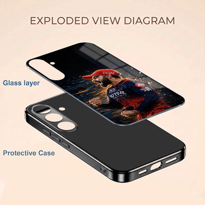 Samsung Galaxy A36 5G Virat Kohli Black Electroplated Glass Phone Back Case