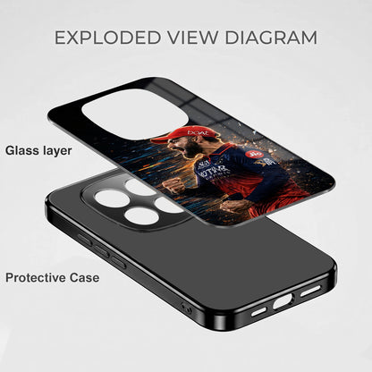 Redmi Note 15 Pro Plus 5G Virat Kohli Black Electroplated Glass Phone Back Case