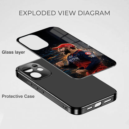 Oppo Reno 15 Pro Mini 5G Virat Kohli Black Electroplated Glass Phone Back Case