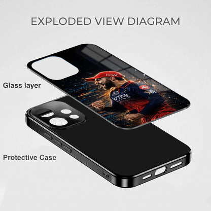 Oppo Reno 15 5G Virat Kohli Black Electroplated Glass Phone Back Case