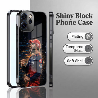Oppo Reno 15 Pro Mini 5G Virat Kohli Black Electroplated Glass Phone Back Case