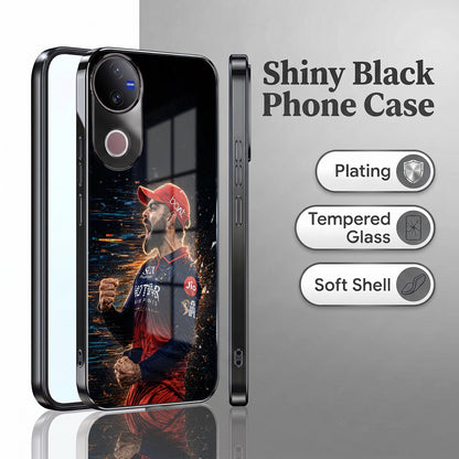 Vivo V50 5G Virat Kohli Black Electroplated Glass Phone Back Case