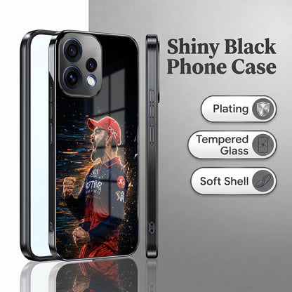 Oppo Reno 15 5G Virat Kohli Black Electroplated Glass Phone Back Case