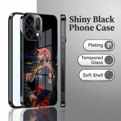 Oppo Reno 14 5G Virat Kohli Black Electroplated Glass Phone Back Case