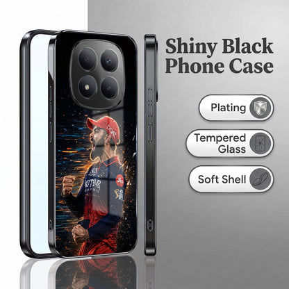 Redmi Note 15 Pro Plus 5G Virat Kohli Black Electroplated Glass Phone Back Case