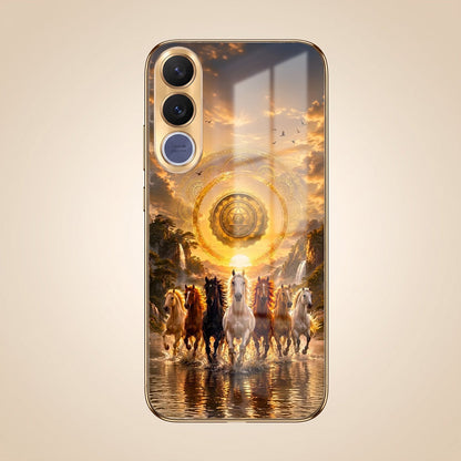 Vivo V70 FE 5G Celestial Seven Horses Gold Electroplated Glass Phone Back Case