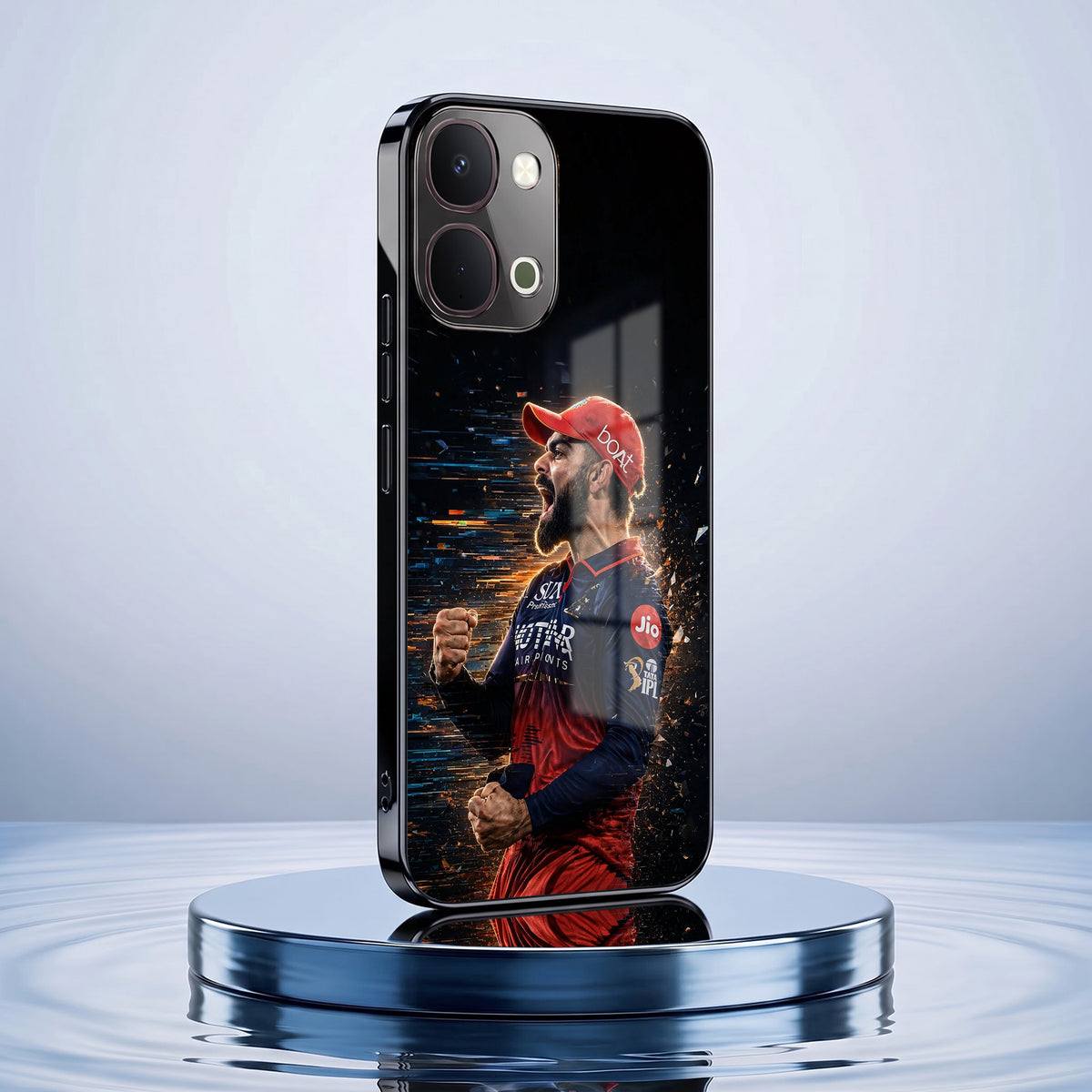 Vivo T5x 5G Virat Kohli Black Electroplated Glass Phone Back Case