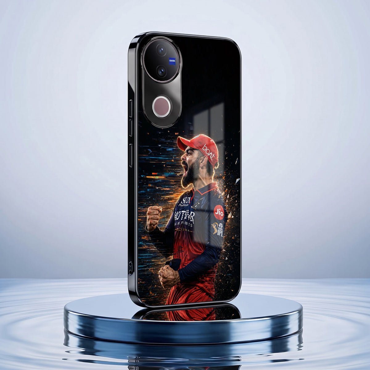 Vivo V50 5G Virat Kohli Black Electroplated Glass Phone Back Case