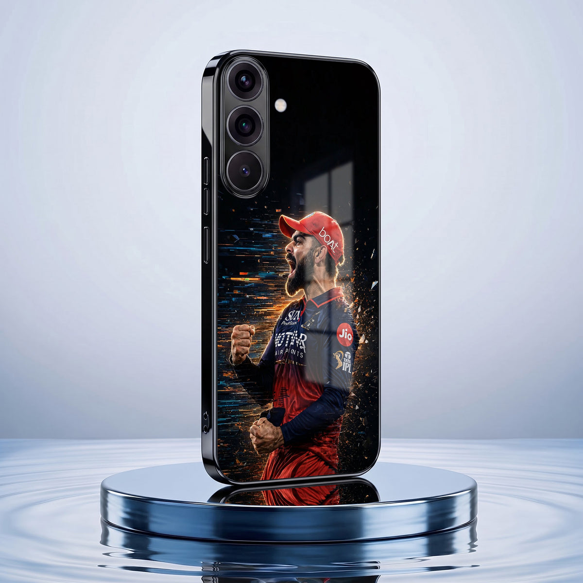 Samsung Galaxy A36 5G Virat Kohli Black Electroplated Glass Phone Back Case