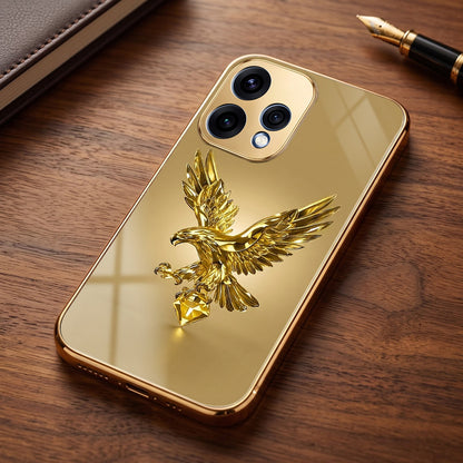 Oppo Reno 15 5G Golden Eagle Gold Electroplated Glass Phone Back Case