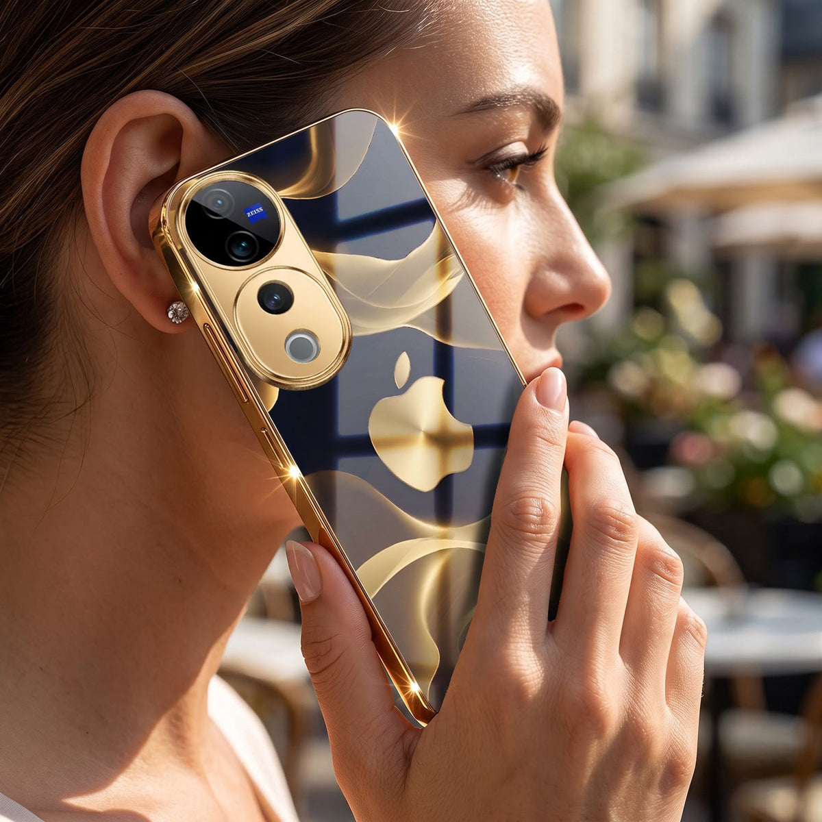 Vivo V40 Pro 5G Luxury Wave Gold Electroplated Glass Phone Back Case