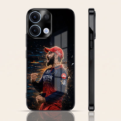 Oppo Reno 13 5G Virat Kohli Black Electroplated Glass Phone Back Case