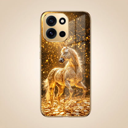 OnePlus Nord 6 5G Golden Horse Sparkle Gold Electroplated Glass Phone Back Case