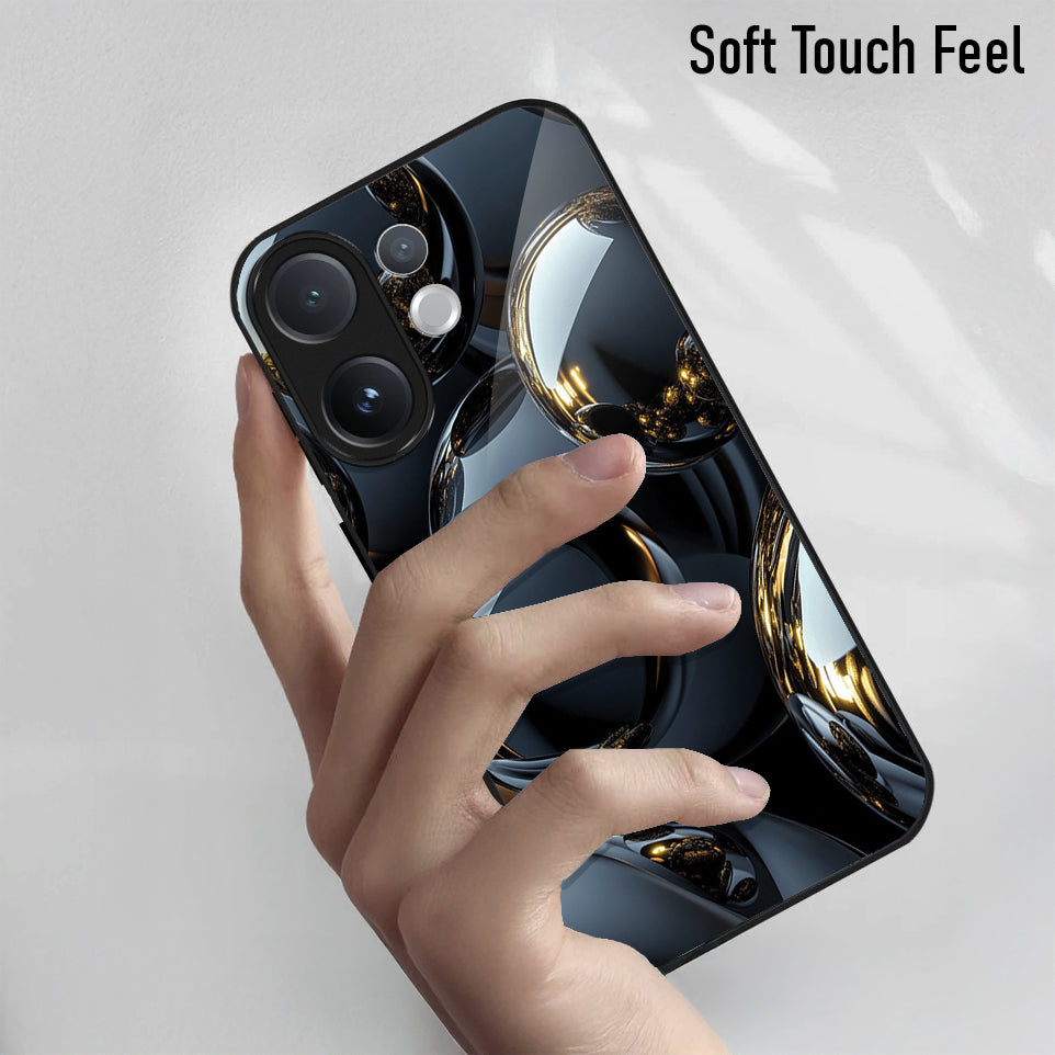 Vivo V60 5G Phone case with 'Soft Touch Feel' text held by a hand on a light gray background