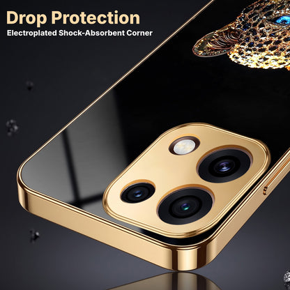 Oppo Reno 16C 5G Panther Gold Electroplated Glass Phone Back Case