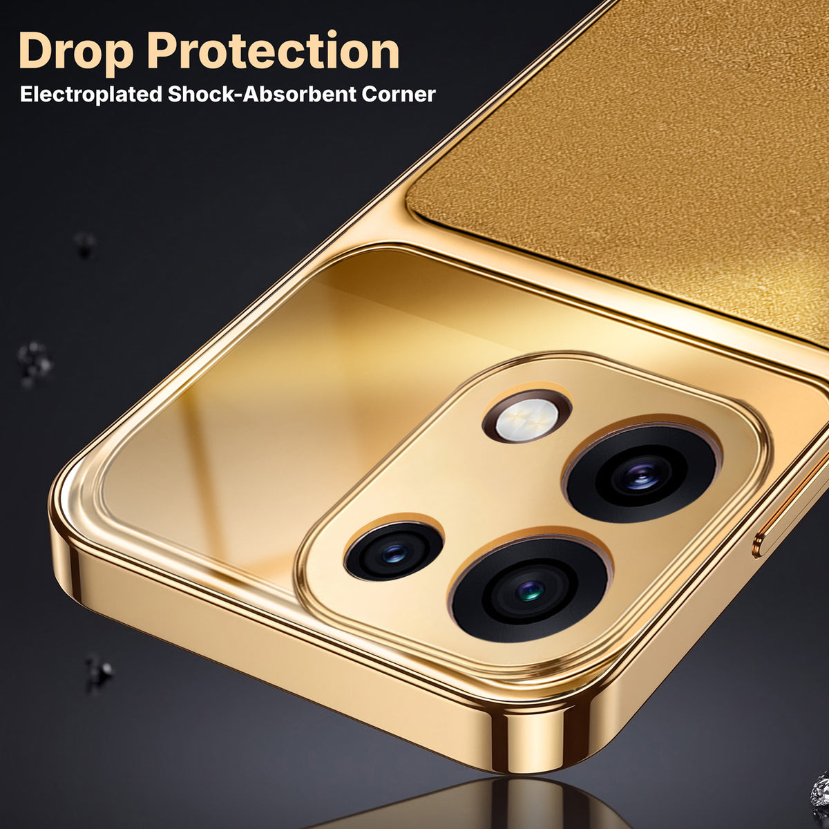 Oppo Reno 16C 5G Royal Touch Apple Gold Electroplated Glass Phone Back Case