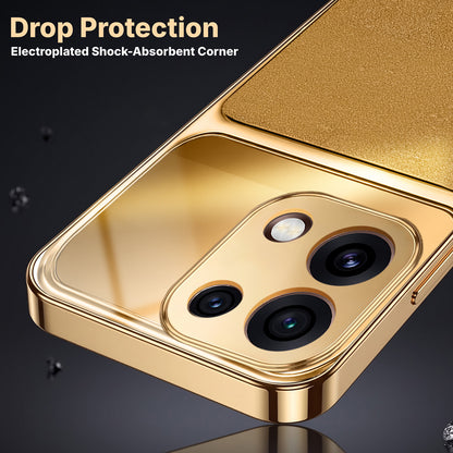 Oppo Reno 16C 5G Royal Touch Apple Gold Electroplated Glass Phone Back Case