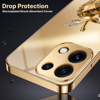 Oppo Reno 16C 5G Golden Apple Gold Electroplated Glass Phone Back Case