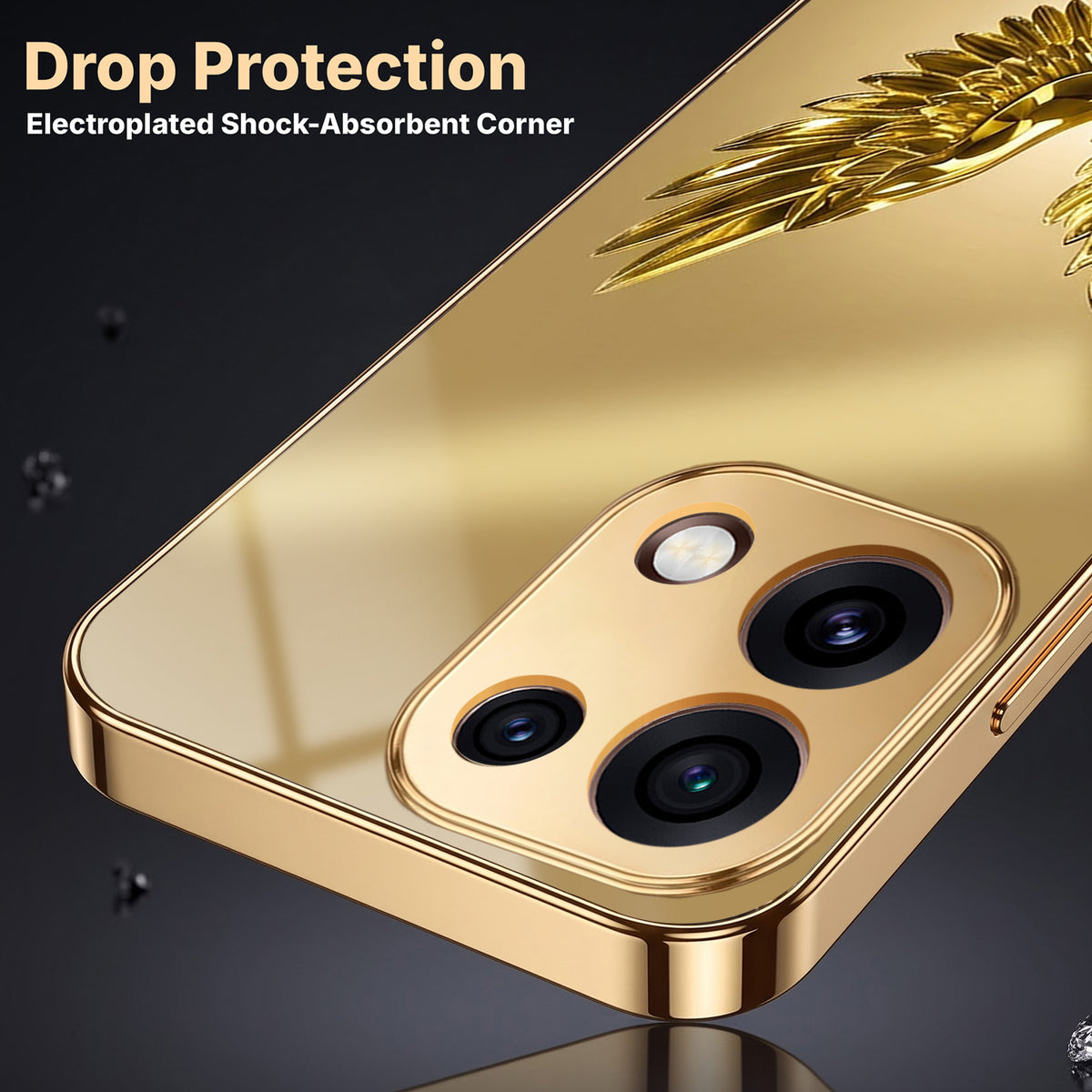 Oppo Reno 16C 5G Golden Eagle Gold Electroplated Glass Phone Back Case