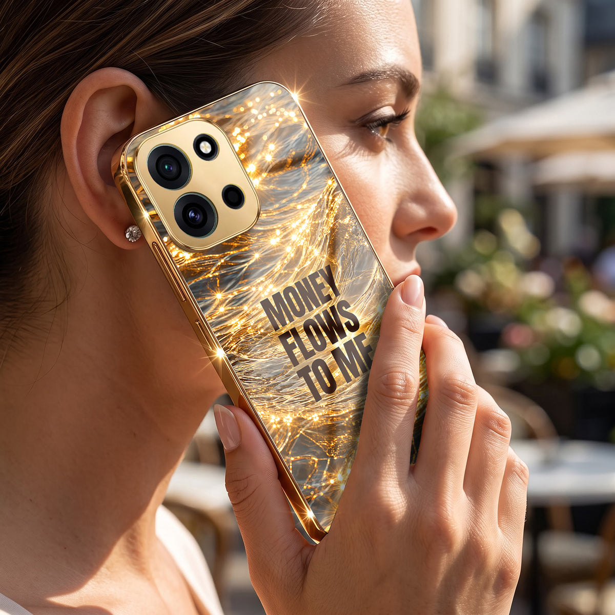 OnePlus Nord 6 5G Money Flows To Me Gold Electroplated Glass Phone Back Case