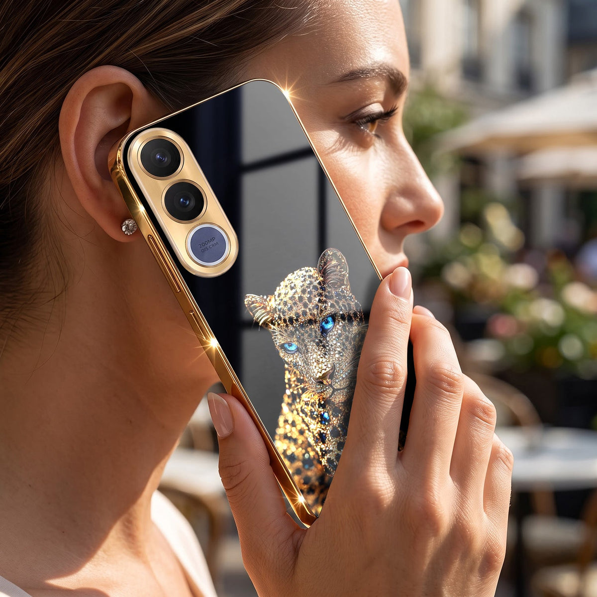 Vivo V70 FE 5G Panther Gold Electroplated Glass Phone Back Case