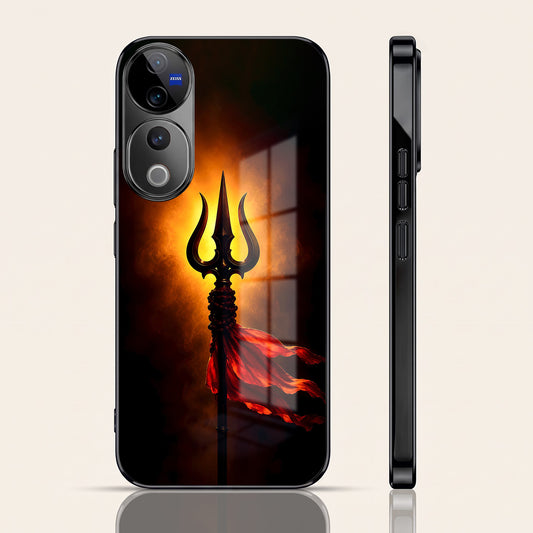 Vivo V40 Pro 5G Divine Trishul Black Electroplated Glass Phone Back Case