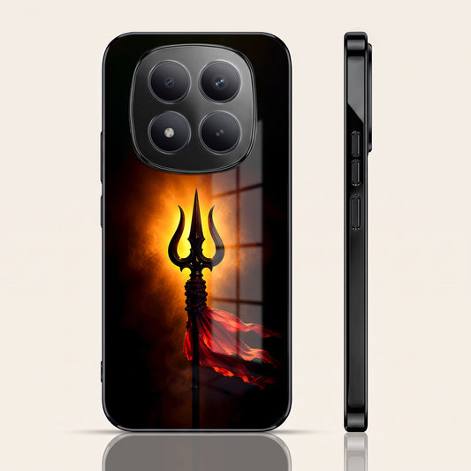 Redmi Note 15 Pro Plus 5G Divine Trishul Black Electroplated Glass Phone Back Case
