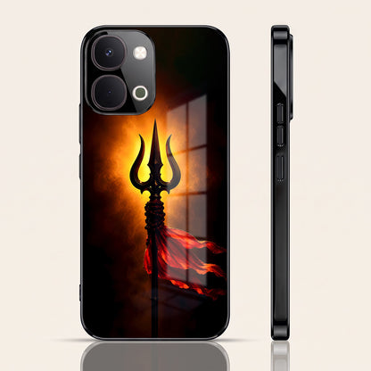 Vivo T5x 5G Divine Trishul Black Electroplated Glass Phone Back Case