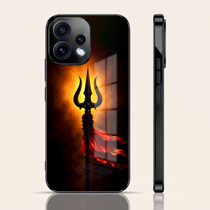 Oppo Reno 15 5G Divine Trishul Black Electroplated Glass Phone Back Case